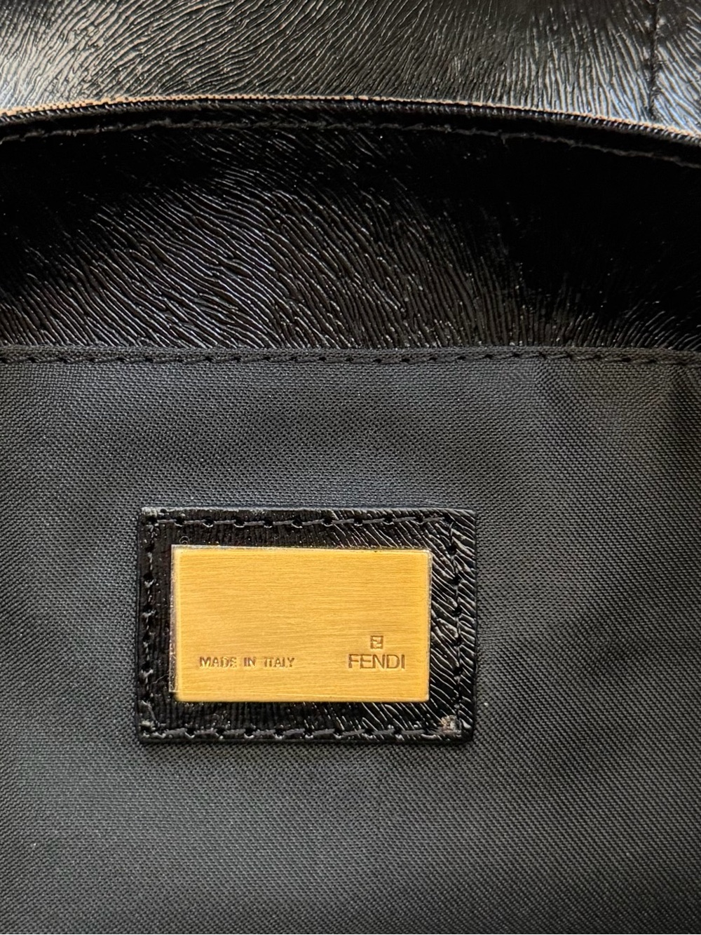 Fendi Zucca Shadow Black Leather Studded Shoulder Bag - Picture 7 of 8